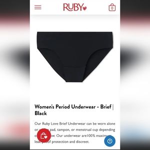 ✨2 for $10✨ Ruby Period Underwear - Black